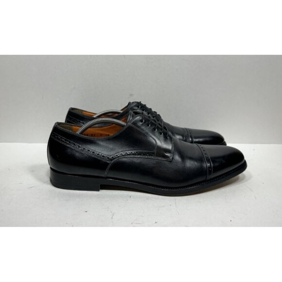Santoni Other - Santoni Derby Shoes Men Sz 11 US Black Leather Cap Toe Brogue Dress Oxford Italy